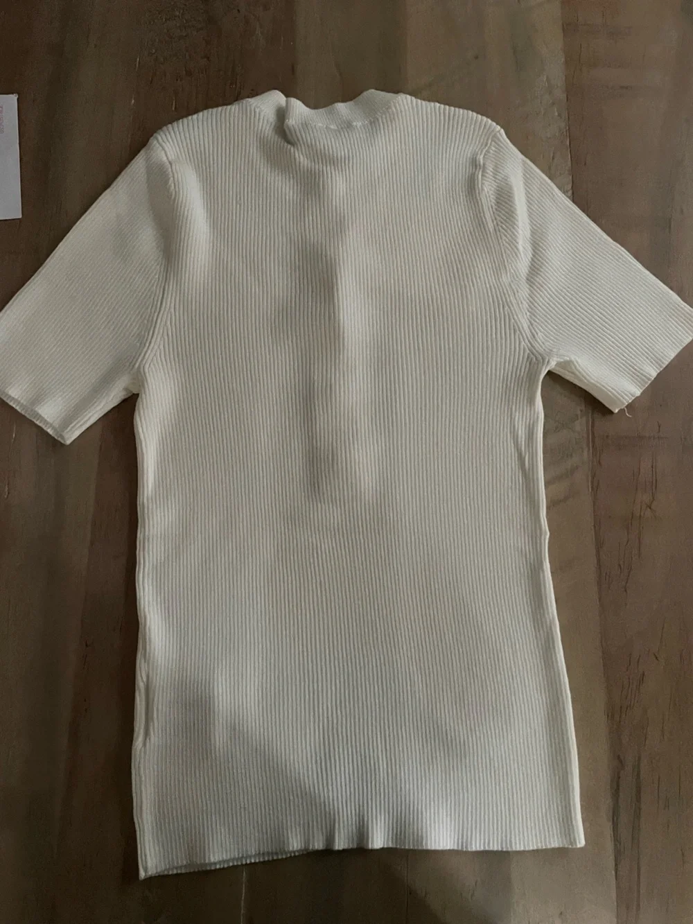CHANEL Cream Ribbed Short-Sleeve Polo with Gold Buttons